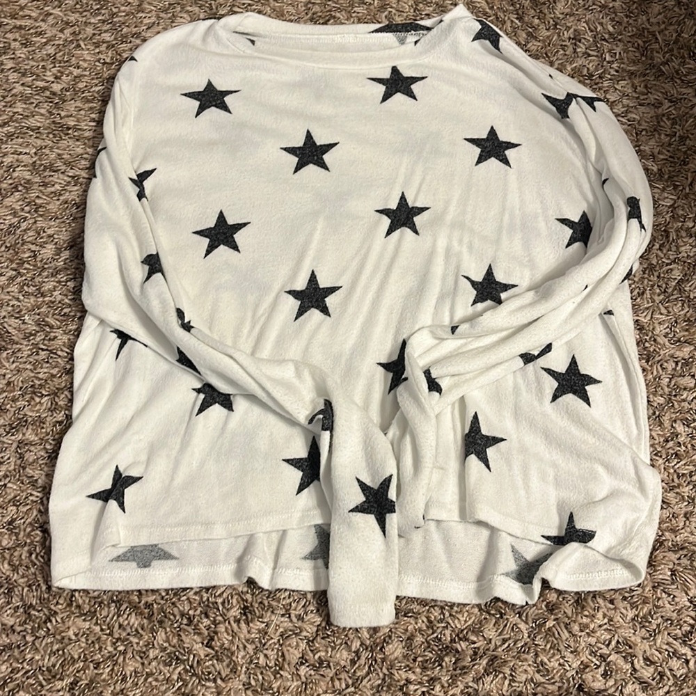White and blue star shirt